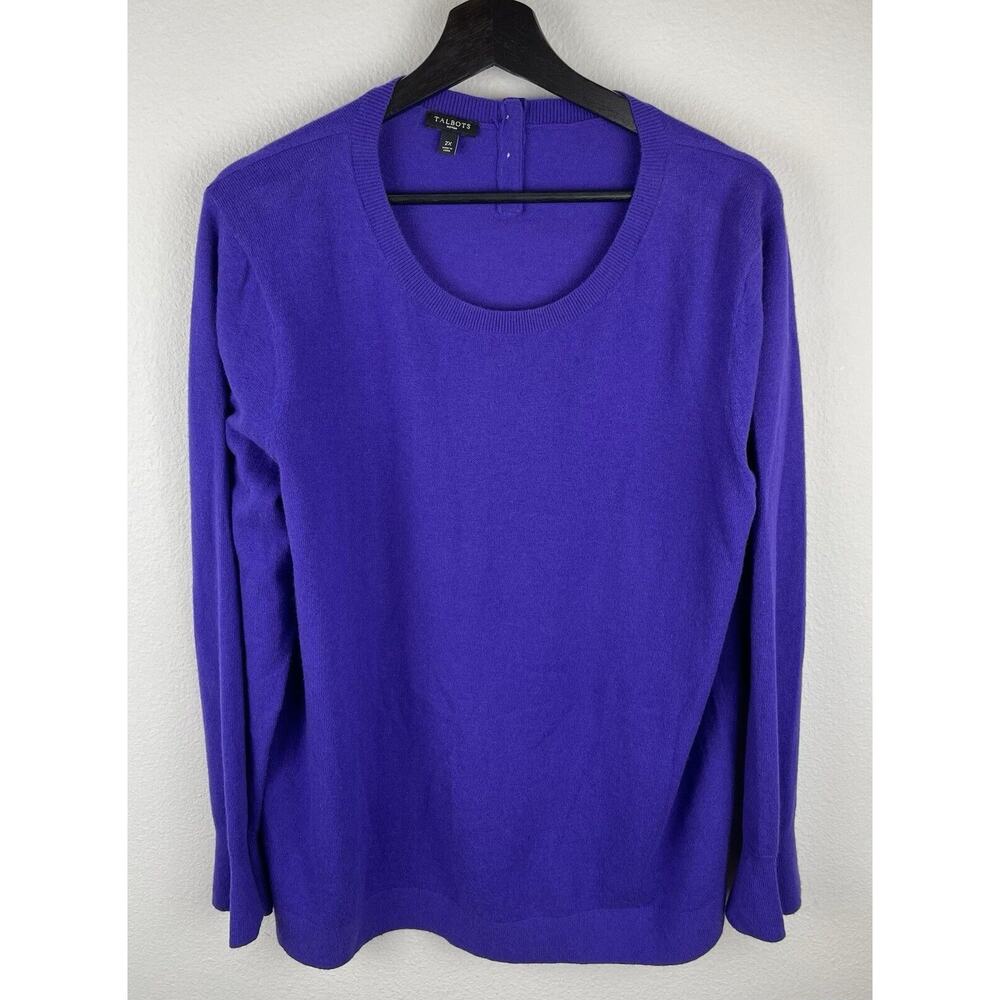 Talbots Sweater Womens Size 2X Purple Long Sleeve Lambswool Blend Quiet Luxury